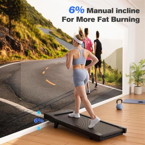 Walking Pad,6% Walking Pad with Incline,No-Assembly Walking pad Treadmill with APP and Remote Control,LED Display,2.5 HP Quiet Under Desk Treadmills,300 lbs Capacity
