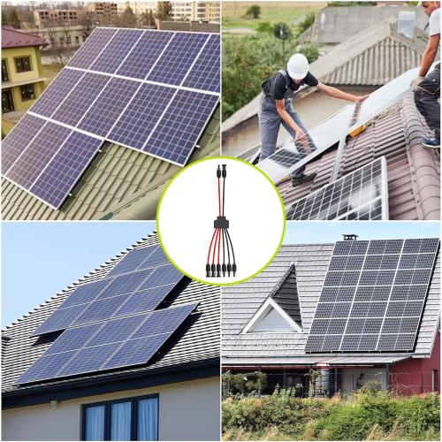 Solar Connectors for 3 Solar Panels, Tool-Free Solar Panel Wires and Connectors, Waterproof Solar Cable Splitter, 2 to 6 Y Branch Parallel Adapter for Solar Extension Cable