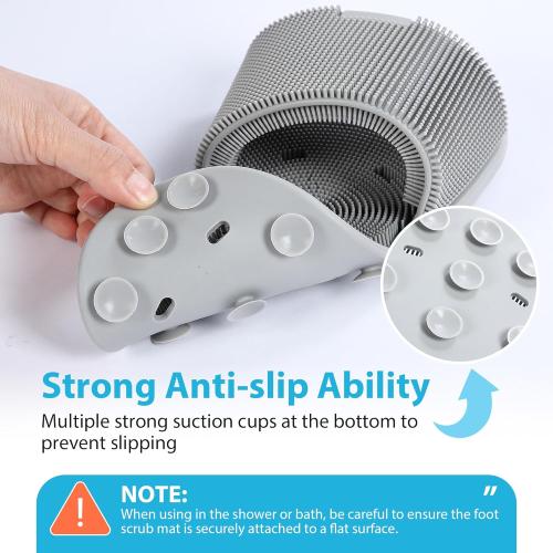 Enhon 2 Pack Shower Foot Scrubber, Silicone Foot Brush Cleaner with Non Slip Suction Cups, Clean, Exfoliate and Massage Feet No Bend in The Shower or Bath, Relax Your feet and Eliminate Fatigue