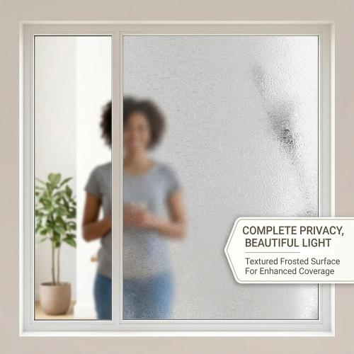 Crystal Etched Window Film Privacy Static Cling No Glue Anti UV 35x118in | Cover Decal Tint Decor Office Apartment Balcony Sun Blocking Light Filtering Glare Reduction Heat Control