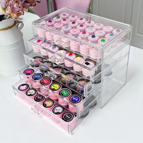 5 Tier Nail Art Decoration Storage Box，Acrylic Make Up&Jewelry Organizer with Drawers, Cosmetic Storage for Dresser Countertop and Bathroom，Transparent Acrylic Nail Art Jewelry Accessories
