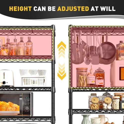 REIBII 6-Tier Storage Shelves Metal Shelving for Storage Load 1000 LBS,Wire Shelves Heavy Duty Shelving Unit Adjustable Pantry Shelf Bathroom Kitchen Garage 24 W x 14 D x 71 H, Black