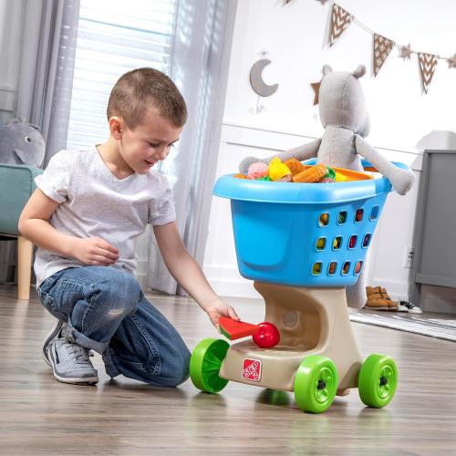 Step2 Little Helper's Shopping Cart for Kids, Play Grocery Cart, Made of Durable Plastic, for Toddlers 2  Years Old, Blue