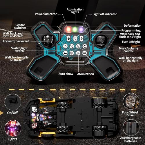 Victory Infinity Power 1:10 Big Size Transform RC Car, Gesture Sensing Transformation 2.4GHz Remote Control Car, One Button Deformation to Robot with LED Lights, Transforming Toy Cars Gift for Kids Age 8-12 Years Old Boys