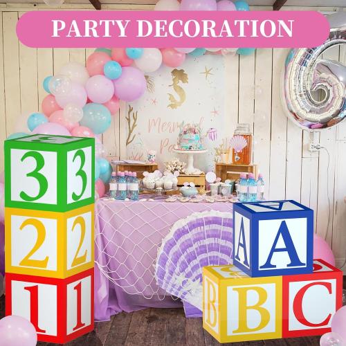 6 Pcs ABC 123 Party Decorations Back to School Decoration ABC Alphabet Party Favor Balloon Box, Block Boxes Favor Balloon Boxes Inspire Story Birthday Party Decor for School Baby Shower