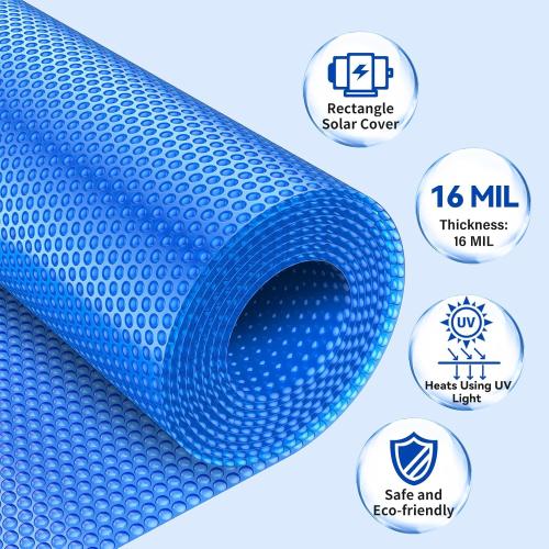 Blue 12Ft BigXwell 12 Foot Round Solar Pool Cover, 16-mil Blue Pool Covers for Above-Ground and In-Ground Pools, Heavy-Duty Insulating Cover, Solar Blanket Cover for Swimming Pool