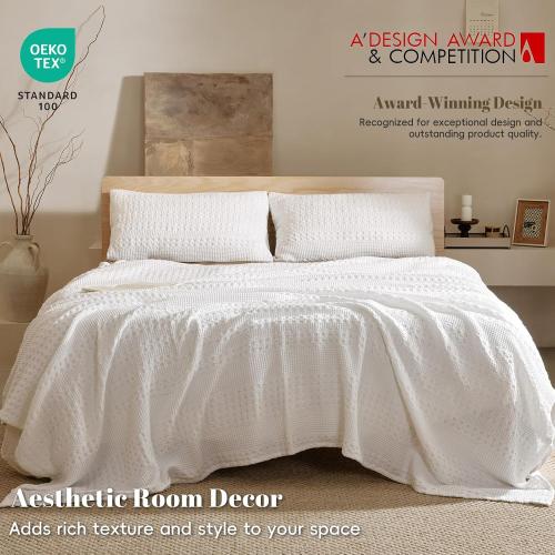 PHF Lightweight 100% Cotton Waffle Blanket for Bed, King, White