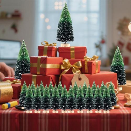 Desktop Miniature Pine Tree Tabletop Christmas Tree Small Pine Tree Decor Christmas Tree Toppers (Grass Green 26pcs)