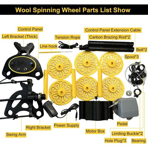 Electric Yarn Spinner Kit with Foot Controller & 3 Bobbins, Small Yarn Winder with Forward & Reverse