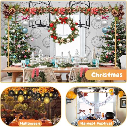 Over The Table Rod Stand with Clamps Adjustable 31-110'' Length 31-64 Height Gold Table Balloon Arch Stand with Storage Bag, For Halloween Christmas Party Wedding Anniversary Decoration