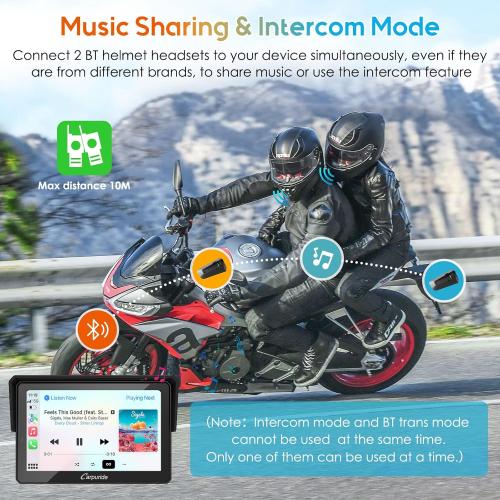Carpuride W502PRO for Motorcycle CarPlay& Android Auto& Dual Bluetooth - 5 Waterproof GPS Navigation Screen for Motorbike, Music Sharing, Intercom, EQ, Light Sensor, Compass, Barometer