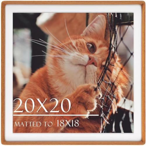 20x20 Square Picture Frame in Natural Teak Wood, Solid Wooden Frames matted to 18x18, Gallery Frames for Wall Mount