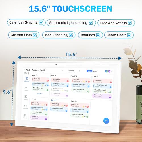 Digital calendar, 15.6 Inch Wifi Digital Calendar Chore Chart, 1920 * 1080P Full HD Touch screen Display for Family Meal Planner,Schedules, Photos, and Family Organization (15.6 inch)