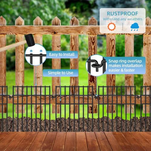 35 Panels Animal Barrier Fence, 13in(H) x 35.5ft(L) Dog Digging Fence Barrier, 1.2 in Gap Anti Dig Garden Edging Border, Rustproof Metal Ground Defense Border for Outdoor