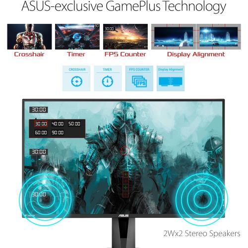 ASUS VG278QR 27” Gaming Monitor 165Hz Full HD (1920 x 1080) 0.5ms G-SYNC Eye Care DisplayPort HDMI DVI