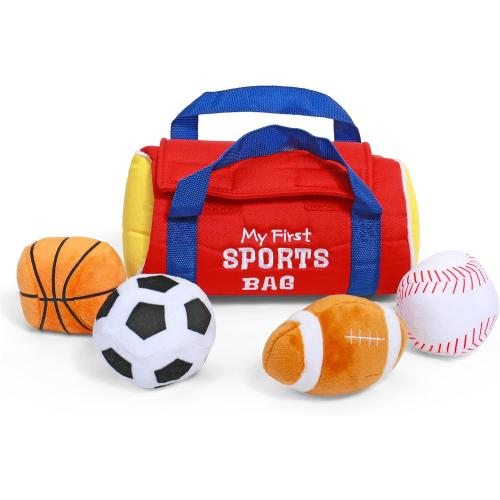 Baby GUND My First Sports Bag Stuffed Plush Playset, Baby Gift Toys for Boys and Girls Ages 1 & Up, 5 Piece, 8