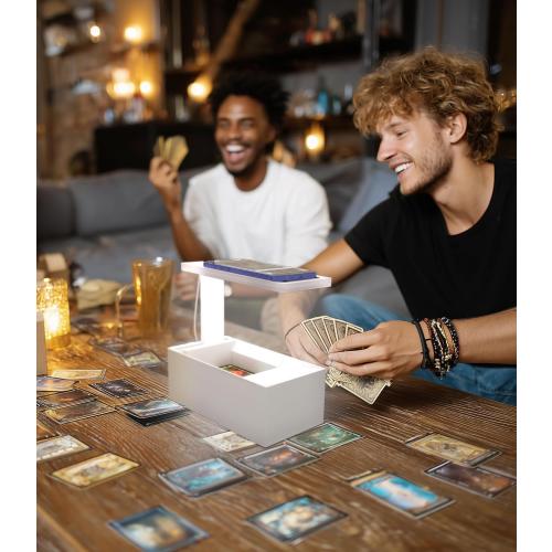 LED MTG Card Scanner Stand for ManaBox, 6000K Anti-Glare Ring Light, Adjustable Phone Holder, Sloped Tray Trading Card Scanner Stand for Unsleeved MTG Cards