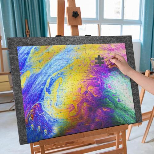 Yopay Folding Puzzle Board Felt Mat for Jigsaw Puzzle, up to 1000 Pieces, 31.5 X 22.8 Inches Portable Foldable Large Puzzle Pad 9mm Thickness