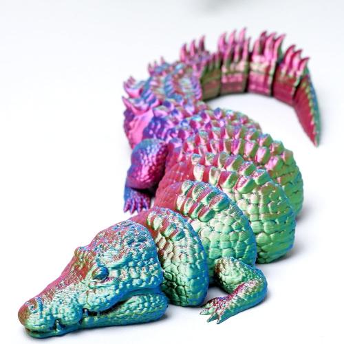 3D Printed Crocodile Model,Flexible Realistic Articulated Toys,Mystery Figurines Gifts for Easter,Executive Desk Funny Décor and Festival Collectible,Easter Basket Stuffers (RGB)
