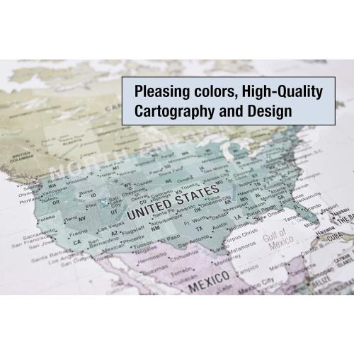 Laminated World Odyssey Map Poster | Executive Style Map | Includes The Most Legible Location Labels | 36” x 24” | Shipped Rolled in a Tube, Not Folded | Great for The Home or Classroom