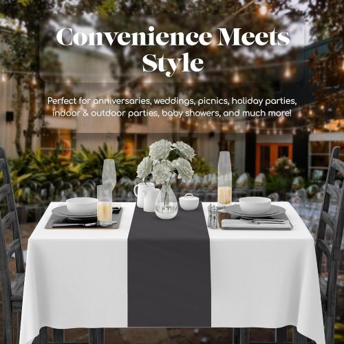 Dark Grey 3 Pack Premium Disposable Plastic Table Runner 54 x 108 Inch. Table Runner for Dinner Parties & Events by Grandipity