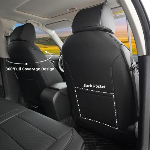 Lolcar Custom Fit Civic Seat Cover Full Set for Honda Civic (Sedan 2022 2023 2024 Touring)&(Sedan 2025-2026 Sport Touring),5-Seats Full Set,Leather Seat Protector (Black)