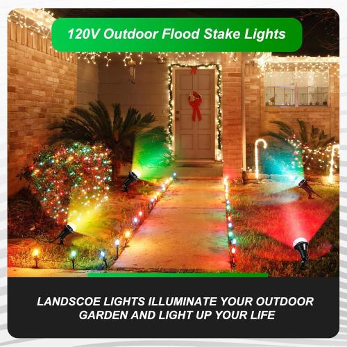 Spotlight Outdoor Floodlight Holder Plug in Fixture Stake 120 V Ul Listed Spotlight Outdoor Light Socket 6ft Power Cord E26 Base Adjustable Head 38 Bulb Yard(4 Pack)