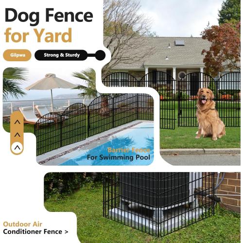 10 Panels Decorative Garden Fence with Lock, 40in (H) X 22.31ft (L) No Dig Dog Fences Outdoor for Yard, Rustproof Tall Animal Barrier Fencing, Metal Panels Suitable for Yards Border, Patio Use