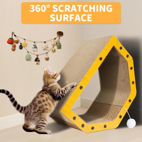 Cardboard Cat House - Large Cardboard Cat Scratcher Cozy Cats Lounger as Tunnel and Sofa, Cat Scratcher for Indoor Cats, Safe & Secure
