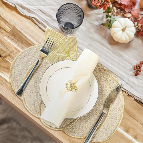 Fall Thanksgiving Pumpkin Placemats Set of 6 Fall Autumn Table Decorations Indoor Farmhouse Harvest Pumpkins Table Round Placemats for Party Kitchen Dinning