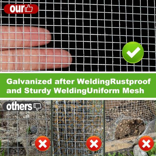 Hardware Cloth 1/4 inch 23 Gauge, Hot-dip Galvanized After Welding, Chicken Coop Wire Fence Wire Mesh Screen, Rabbit/Snake Fences, Netting Wire Cloth Galvanized Wire Mesh Roll