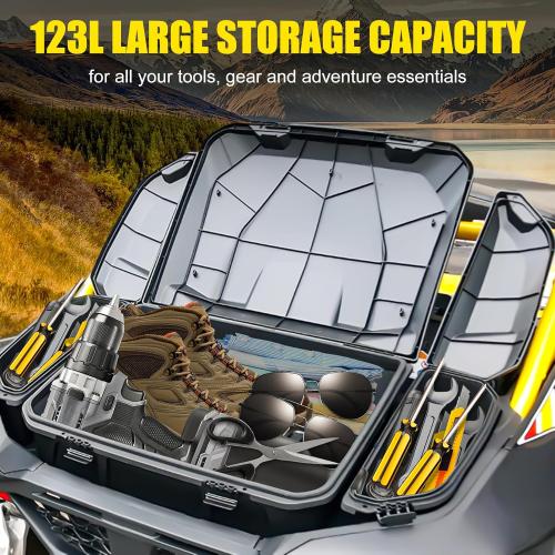 3PCS Cargo Storage Boxes for Can-Am Maverick R, 13.5L*2 & 96L Large Poly Waterproof Rear Bed Side Tool Box for Can Am Maverick R MAX X RS 2024  Accessories, Replace #715007182, 715007372