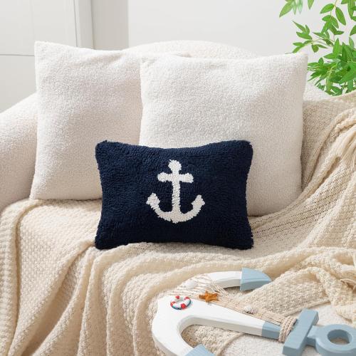 Peryiter Coastal Anchor Throw Cute Anchor Plush Pillows for Bedroom Decor Sofa Living Room Home Cushion Outdoor Party, 12 x 8 Inches