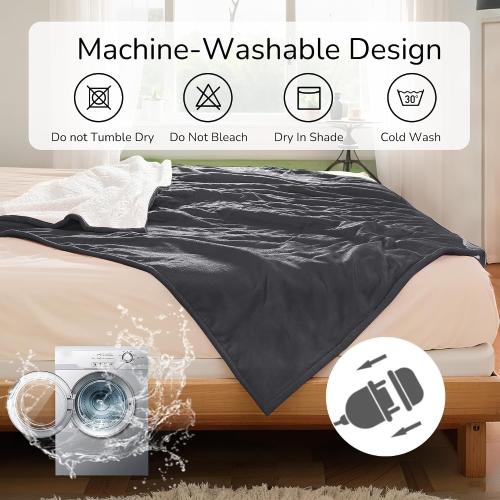 Electric Heated Blanket 72x84 Full Size - Dual-Sided with Microplush & Sherpa Fabric, 4 Heat Settings & 10 Hours Auto Off, Machine Washable - Iron Gray
