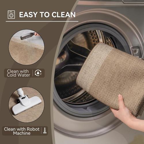 Half Circle Bath Mat, Non Slip Bath Mat, Thin Bathroom Rugs Fit Under Door Quick Dry Absorbent Washable Bathroom Mat with Rubber Backing, Brown Beige 16x24