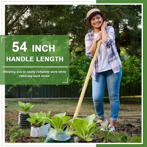 Lasnten 2 Pcs Solid Wood Replacement Handle for Round Eye Hoe 54 in Grub Hoe Handle 1.38-1.77 in Head for Garden Shovel Digging Spading Fork Rake Gardening Tool