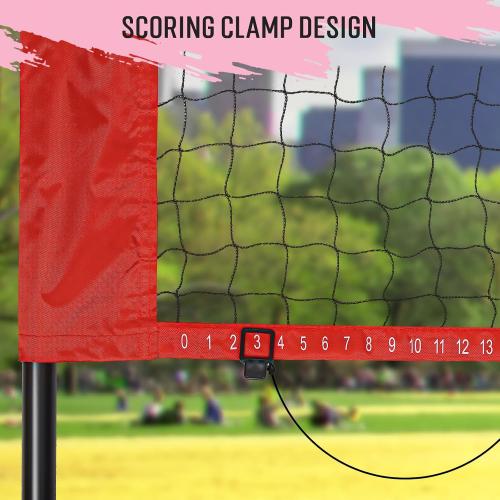 RED AND BLACK 20ft Outdoor Volleyball & Badminton Combo Net Set for Backyard Beach with Adjustable Poles, Durable Anti-Sag Net, PU Volleyball, 2 Aluminum Rackets