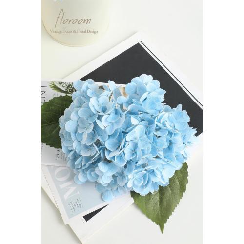 4 Pcs Real Touch Sky Blue Hydrangea Artificial Flowers, 20 Full Faux Hydrangea Flowers Fake Flowers for Home Decor Party Floral Arrangements Wedding Bouquets Centerpieces Decorations