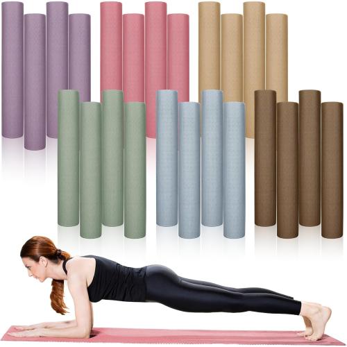 Timgle 24 Pack 68 x 24 Yoga Mat Bulk, 4mm Thick Extra Long Sports Mat Anti Slip Tear Resistant Yoga Exercise Set for Fitness Stretching Home Workout Gym and Studio