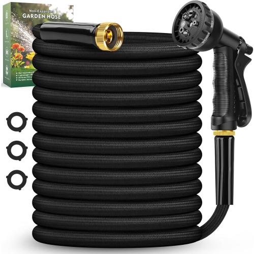 Garden Hose 100FT, Non-Expanding, Lightweight Hose With 8 Function Nozzle, Leak-Proof, No-Knot, Easy to Carry, Wear-Resistant, Sturdy, Flexible, 3/4GHT, Water Hose for Yard, Garden, Outdoor
