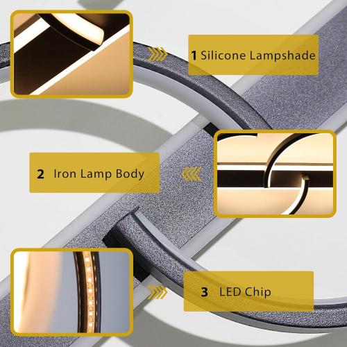 YCMGEAD LED Ceiling Light 2 Rings Black Modern Flush Mount Ceiling Lamp with Remote 3000-6000K Living Room Light Fixture 23.62in for Bedroom Dining Room Office