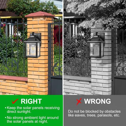 Solar Wall Lights Outdoor, Dusk to Dawn Solar Sconces, Motion Sensor Porch Lights Waterproof with 3 Lighting Modes, Exterior Wall Lantern Outside for Patio Garage Entryway Garden Shed