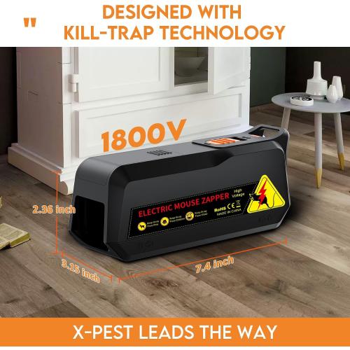 X-PEST Electronic Mouse Trap 2 Pack – Electric Mouse Trap Zapper for Indoor & Outdoor Use, Reusable Rodent Trap, No Touch No See, Effective Mice & Mouse Control