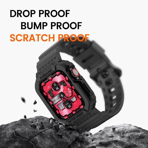amBand E1 Sport Case Band for Apple Watch Ultra 3/2/1 & SE 3/2/1 & Series 11 10 9 8 7 6 5 4 3 49mm 46mm 45mm 44mm 42mm 41mm 40mm 38mm, Shockproof & Scratch Resistant Rugged Bumper for Men Women