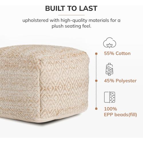 Anji Mountain 22x22x16 Handmade & Handcrafted Ottoman Pouf Comfortable Pouf Ottoman Foot Rest & Home Décor Accent for Living Room, Bedroom, Nursery, Kids Room, Patio