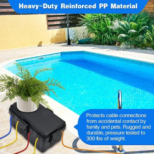 Hrensaw Medium Outdoor Electrical Box(10.6x5.5x4.5inch),IP54 Waterproof Extension Cord Cover w/6 Cable Entry,Weatherproof Connection Box Protect Power Strip,Timer,Plug,Holiday Lights,Black