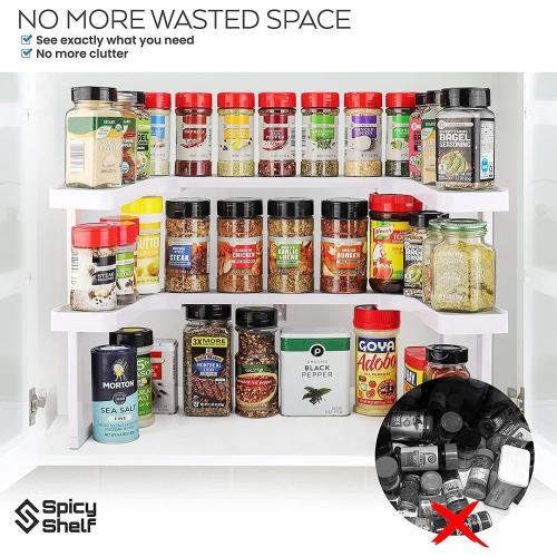 Spicy Shelf Deluxe - Expandable Spice Rack and Stackable Cabinet & Pantry Organizer (1 Set of 2 Shelves) - As seen on TV Deluxe (Spicy Shelf Organizer) - Pantry Organization - Pantry Spice Organizer