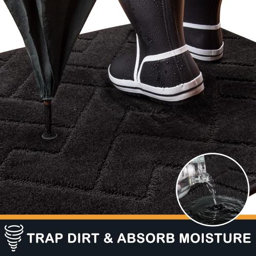PURRUGS Dirt Trapping Door Mat 32 x 70, Non-Slip Machine Washable Entry Rug, Shoe Scraper, Dog Doormat, Super Absorbent Welcome Mat for Front & Back Door, Muddy Wet Shoes & Paws, Black