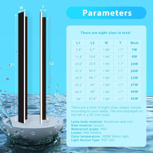 Size 31.5 Outdoor Wall Light LED Long Wall Sconce 31.5in Ip65 Waterproof Black Modern Outdoor Lights 3000k 26W Metal Exterior Light Fixture For Porch Light Patio Front Door Yard Garden Villa Living Room