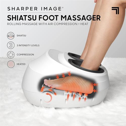 Sharper Image Electric Shiatsu Foot Massager with Heat & Air Compression, Deep Kneading Rollers & Washable Cover, Targets Heels, Balls & Arches up to Mens Size 12, Gift for Women & Men